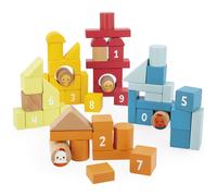 Janod - Baril 56 pièces en bois - Boîte à formes, motifs, numéros - Multicolore - Dès 1 an