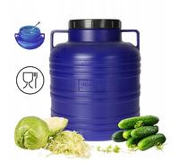 Baril tonneau Fût en Plastique Bleu 20L avec Couvercle et Poignées, Capacité de Stockage pour la Conservation des Aliments et Liquid