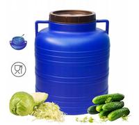 Baril tonneau Fût en Plastique Bleu 30L avec Couvercle et Poignées, Capacité de Stockage pour la Conservation des Aliments et Eau