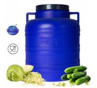 Baril tonneau Fût en Plastique Bleu 40L avec Couvercle et Poignées, Capacité de Stockage pour la Conservation des Aliments et Eau