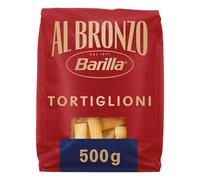Barilla Pasta Al Bronzo Tortiglioni 1 x 500 g, en forme de bronze, adhérence parfaite à la sauce à l'italienne, 100 % blé dur de qualité supérieure