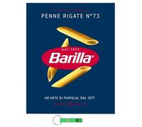 Barilla Penne Rigate N°73 Lot de 16 pâtes 100 % italiennes 500 g + porte-clés Beni Culinari