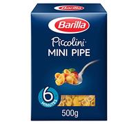 Barilla Piccolini Mini Pipe Rigate – Semoule de blé dur, cuisson rapide – 6 x 500 g