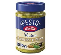 Barilla Sauce Pesto rustique au basilic et aux olives, pour pâtes et bruschettas, sans gluten, 200 g