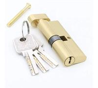 Barillet Porte D'entrée,Cylindre Serrure Quincaillerie de porte sécurité 70 75MM Or Cylindre Intérieur Salle verrouillage Tongue pression poignée en laiton Clé cuivre(DY70MM 3B)