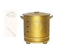 Barils de combustion en acier inoxydable, brûleur à papier portable avec couvercle et crochet de feu, incinérateur pour le nettoyage du jardin et l'incinération des déchets de jardin (or, 44 cm)