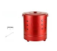 Barils pour brûler à l'extérieur, seau à brûler en acier inoxydable avec couvercle et crochet d'incendie, incinérateur de jardin pour brûler des documents et des cartes (rouge, 46 cm)