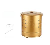 Barils pour brûler à l'extérieur, seau à brûler en acier inoxydable avec couvercle et crochet d'incendie, incinérateur de jardin pour brûler des documents et des cartes (Gold,36 cm)