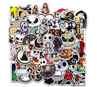 BARISC Lot de 50 autocollants en vinyle imperméable pour ordinateur portable L'Étrange Noël de Monsieur Jack pour enfants, garçons, filles, adolescents, adultes, hommes, femmes, fans de bande dessinée