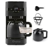 Barista Cafetière filtre avec thermos | Minuteur 24h & filtre permanent | Pour 8 tasses de café | Cafetière pour poudre [Noir]
