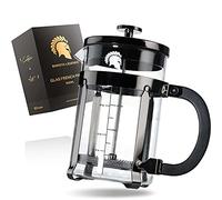 Barista Legends® Cafetière French Press en verre et acier inoxydable noir pour 3 tasses (600 ml) - Presse à café manuelle pour un plaisir aromatique - Convient également comme cafetière au camping