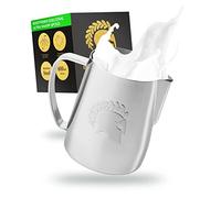 Barista Legends® - Pichet à lait en acier inoxydable ARES Argent 600ml - Latte Art parfait grâce à une verseuse spéciale pour un flux de mousse de lait optimal - Pichet à lait Barista