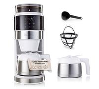 Barista Machine à café blanche avec écran tactile digital 800W + broyeur intégré et carafe isotherme | Cafetière filtre avec moulin à café et verseuse thermique