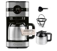 Barista Cafetière filtre avec thermos | Minuteur 24h & filtre permanent | Pour 8 tasses de café | Cafetière pour poudre [Acier inoxydable]