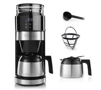 Barista Machine à café noir avec écran tactile digital 800W + broyeur intégré et carafe isotherme | Cafetière filtre avec moulin à café et verseuse thermique