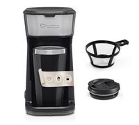Barista Single Machine à café à emporter 450 W | Machine à café filtre compacte avec tasse isotherme | Petite machine à café portable | Avec gobelet isotherme et filtre permanent en nylon - Noir