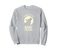 Bark at The Bark Moon : Loup Hurlant Nuit étoilée Sweatshirt, Unisexe pour Adultes, Gris Chiné, XL