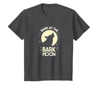 Bark at The Bark Moon : Loup Hurlant Nuit étoilée T-Shirt, Enfant, Chiné Foncé, 10 Ans