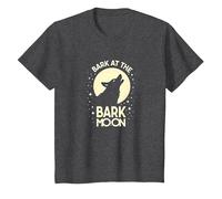Bark at The Bark Moon : Loup Hurlant Nuit étoilée T-Shirt, Enfant, Chiné Foncé, 4 Ans