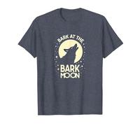 Bark at The Bark Moon : Loup Hurlant Nuit étoilée T-Shirt, Homme, Bleu Chiné, L