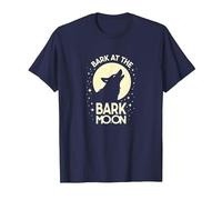 Bark at The Bark Moon : Loup Hurlant Nuit étoilée T-Shirt, Homme, Bleu Marine, XXL
