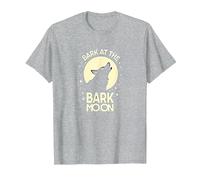 Bark at The Bark Moon : Loup Hurlant Nuit étoilée T-Shirt, Homme, Gris Chiné, L