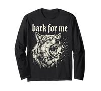 Bark for Me Blackletter Fierce Angry Dog Graphic Manche Longue