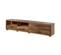 BARK N° 210 Meuble TV en bois d'acacia - laqué - marron foncé 220x40x47