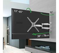 Barkan Long Support Mural pour télévision, Mouvement Complet articulé de 13 à 65", Support d'écran Plat/incurvé à 4 mouvements, Peut Supporter jusqu'à 35,8 kg, extrêmement Extensible, Compatible avec