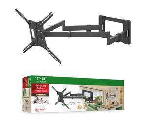 Barkan Longueur 101cm Support TV Mural pour écrans 13-80 Pouces, Double Bras, Inclinable et orientable, Poids Max. 50Kg, Extrêmement Stable, pour LED OLED LCD, jusqu'à VESA 600x400