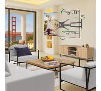 Barkan Support TV mural BM443XL 102 cm 13–86 pouces Inclinable et orientable 60 kg VESA 600x400 Noir