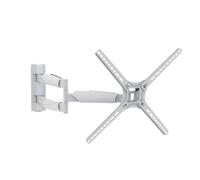 Barkan Blanc Support TV Mural pour écrans 13-65 Pouces, Inclinable et orientable, Mouvement Complet, Plats & incurvés ecran, Poids Max. 40Kg, Breveté, pour LED OLED LCD, jusqu'à VESA 400x400