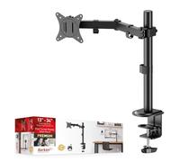 Barkan Support Ecran PC Bras Simple Ecran de 13-34 Pouces, Capacité de Charge 8 kg, Réglable en Hauteur Inclinable et Pivotant, Support Moniteur Ordinateur, jusqu'à VESA 100x100, Pince de Bureau