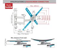 Barkan - Support mural 29 pouces - 65 pouces/74cm - 165cm - TV plate/curved - Angle de vision, extensible, pivotant + inclinable - Blanc