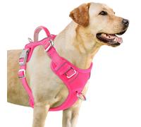 BARKBAY Harnais Anti Traction réfléchissant pour Chien à 3 Boucles avec Clip Avant et poignée de contrôle Facile pour la Marche, Le Dressage, la Course, avec Poche pour médaille d'identification,