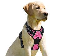 BARKBAY Harnais pour Chien avec Clip Avant résistant réfléchissant et poignée de contrôle Facile pour Promener Un Chien de Grande Taille (Camouflage Rose, XL)