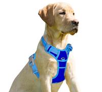BARKBAY Harnais pour chien avec clip avant résistant réfléchissant et poignée de contrôle facile pour promener un chien de grande taille (bleu saphir et bleu, taille XS)