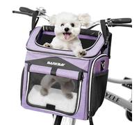 BARKBAY Panier de Transport de vélo pour Chien, Extensible, Pliable, à côtés Souples, 2 Portes Ouvertes, 5 Bandes réfléchissantes, Sac de Voyage pour Animal Domestique, Sac à Dos de Transport sûr et