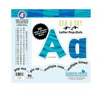 BARKER CREEK Lettres Pop-Outs, 10,2 cm Sea & Sky, lettres multicolores de créateur pour tableaux d'affichage, salles de pause, zones de réception, panneaux, affiches, etc. 10,2 cm, 255 caractères par