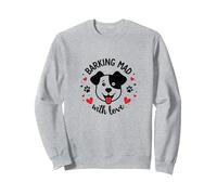 Barking Mad with Love : Cute Dog Lover Graphic Sweatshirt, Unisexe pour Adultes, Gris Chiné, L