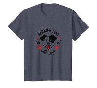 Barking Mad with Love : Cute Dog Lover Graphic T-Shirt, Enfant, Bleu Chiné, 3 Ans