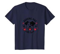 Barking Mad with Love : Cute Dog Lover Graphic T-Shirt, Enfant, Bleu Marine, 4 Ans