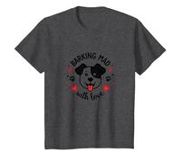 Barking Mad with Love : Cute Dog Lover Graphic T-Shirt, Enfant, Chiné Foncé, 3 Ans