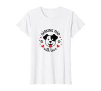 Barking Mad with Love : Cute Dog Lover Graphic T-Shirt, Femme, Blanc, M