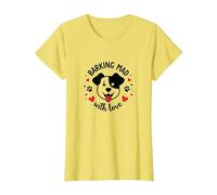 Barking Mad with Love : Cute Dog Lover Graphic T-Shirt, Femme, Citron, S