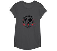 Barking Mad with Love : Cute Dog Lover Graphic T-Shirt, Fille, Chiné Foncé, L