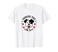 Barking Mad with Love : Cute Dog Lover Graphic T-Shirt, Homme, Blanc, M
