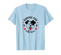 Barking Mad with Love : Cute Dog Lover Graphic T-Shirt, Homme, Bleu Céleste, M