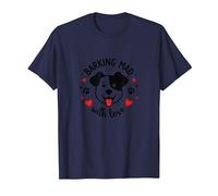 Barking Mad with Love : Cute Dog Lover Graphic T-Shirt, Homme, Bleu Marine, 3XL