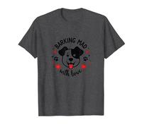 Barking Mad with Love : Cute Dog Lover Graphic T-Shirt, Homme, Chiné Foncé, M